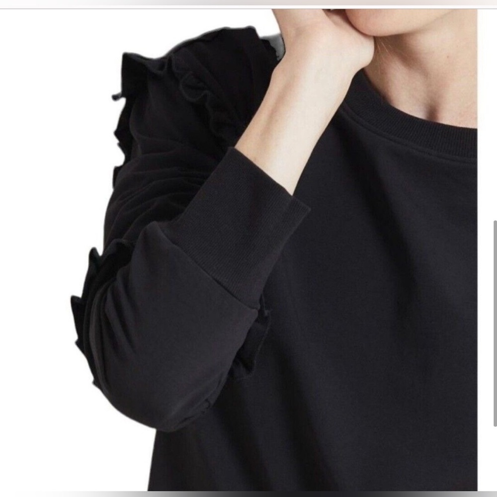 Evereve Women's Sonia Ruffle Sweatshirt Black size XS - Picture 3 of 9